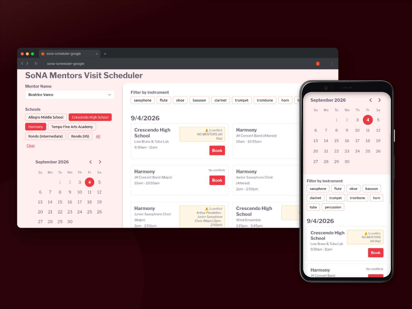 Project SoNA Mentors Scheduler screenshot